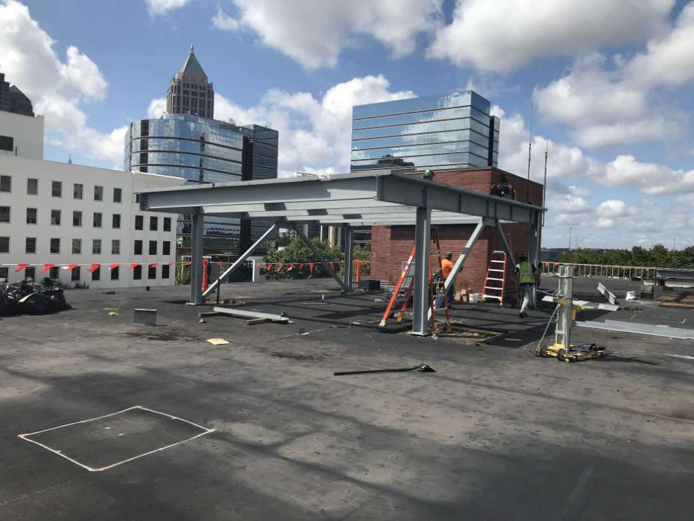 Industrial Construction project Parking garage canopy