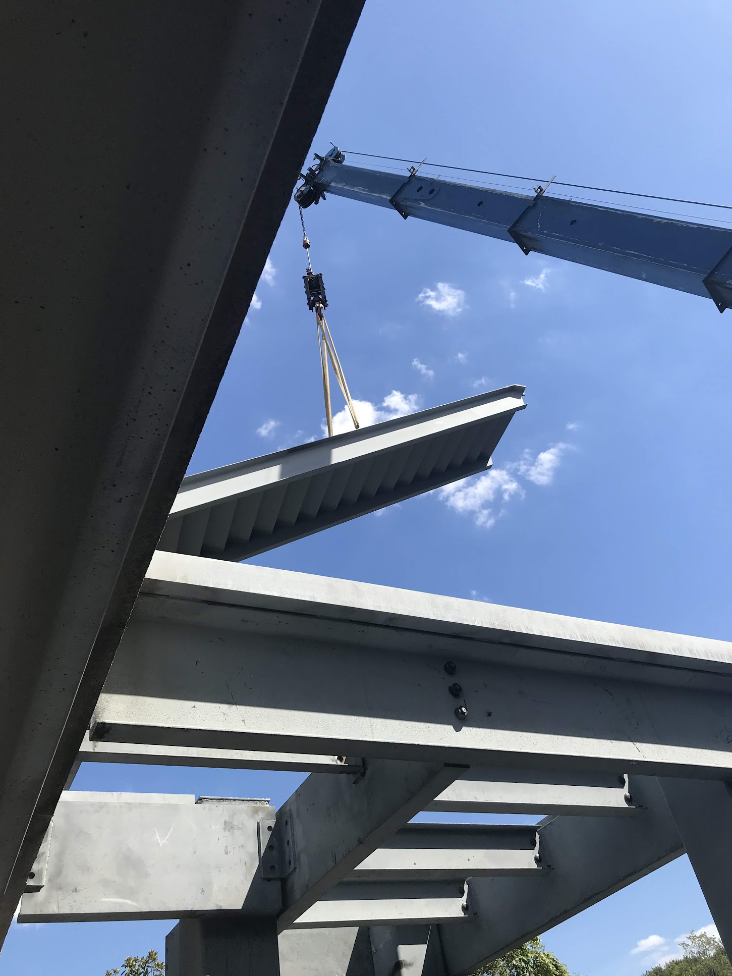 structural steel beams and staircase - crane rigging